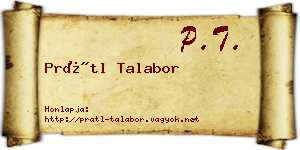 Prátl Talabor névjegykártya